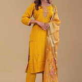 Golden Yellow Silk Kurta Set