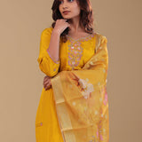 Golden Yellow Silk Kurta Set