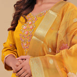 Golden Yellow Silk Kurta Set