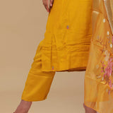 Golden Yellow Silk Kurta Set