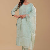 Pale Mint Green Chanderi Silk Kurta Set