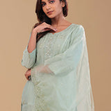 Pale Mint Green Chanderi Silk Kurta Set