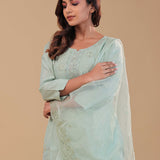 Pale Mint Green Chanderi Silk Kurta Set