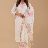 Simple White Chanderi Silk Kurta Set