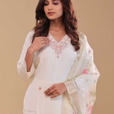 Simple White Chanderi Silk Kurta Set