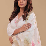 Simple White Chanderi Silk Kurta Set