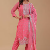 Rose Pink Chanderi Silk Kurta Set