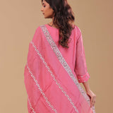 Rose Pink Chanderi Silk Kurta Set