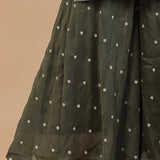 Dark Mehendi Banarasi Kurta Set With Woven Pattern