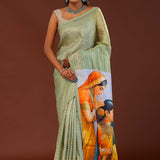 Pista Green Tissue Organza Saree