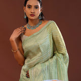 Pista Green Tissue Organza Saree