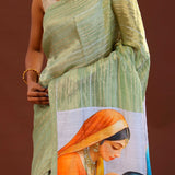 Pista Green Tissue Organza Saree