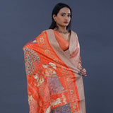 Pinkish Brown Fancy Tissue  Saree With Embroidery Border
