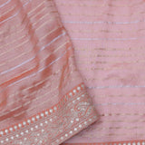 Pinkish Brown Fancy Tissue  Saree With Embroidery Border