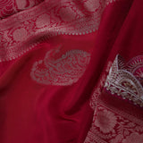 Ruby Red Banarasi Saree With Scallop Border