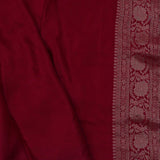 Ruby Red Banarasi Saree With Scallop Border