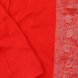 Vibrant Red Banarasi Saree With Scallop Border