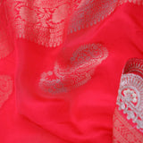 Red Banarasi Saree With Scallop Border