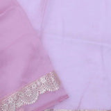 Bright Lilac Tissue Organza Saree With Scallop Border