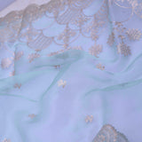 Electric Blue Tissue Organza Saree With Scallop Border