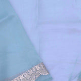 Electric Blue Tissue Organza Saree With Scallop Border
