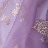 Lilac Organza Saree With Scallop Border