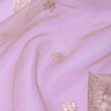 Pastel Pink Tissue Organza Saree With Scallop Border