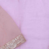 Pastel Pink Tissue Organza Saree With Scallop Border