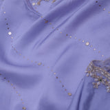 Cornflower Blue Satin Saree With Scallop Border
