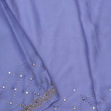 Cornflower Blue Satin Saree With Scallop Border