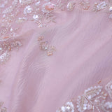 Soft Pastel Pink Crushed Tissue Saree With Scallop Border