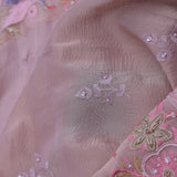Pastel Pink Crushed Tissue Saree With Scallop Border