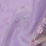 Lavender Crushed Tissue Saree With Embroidery Work
