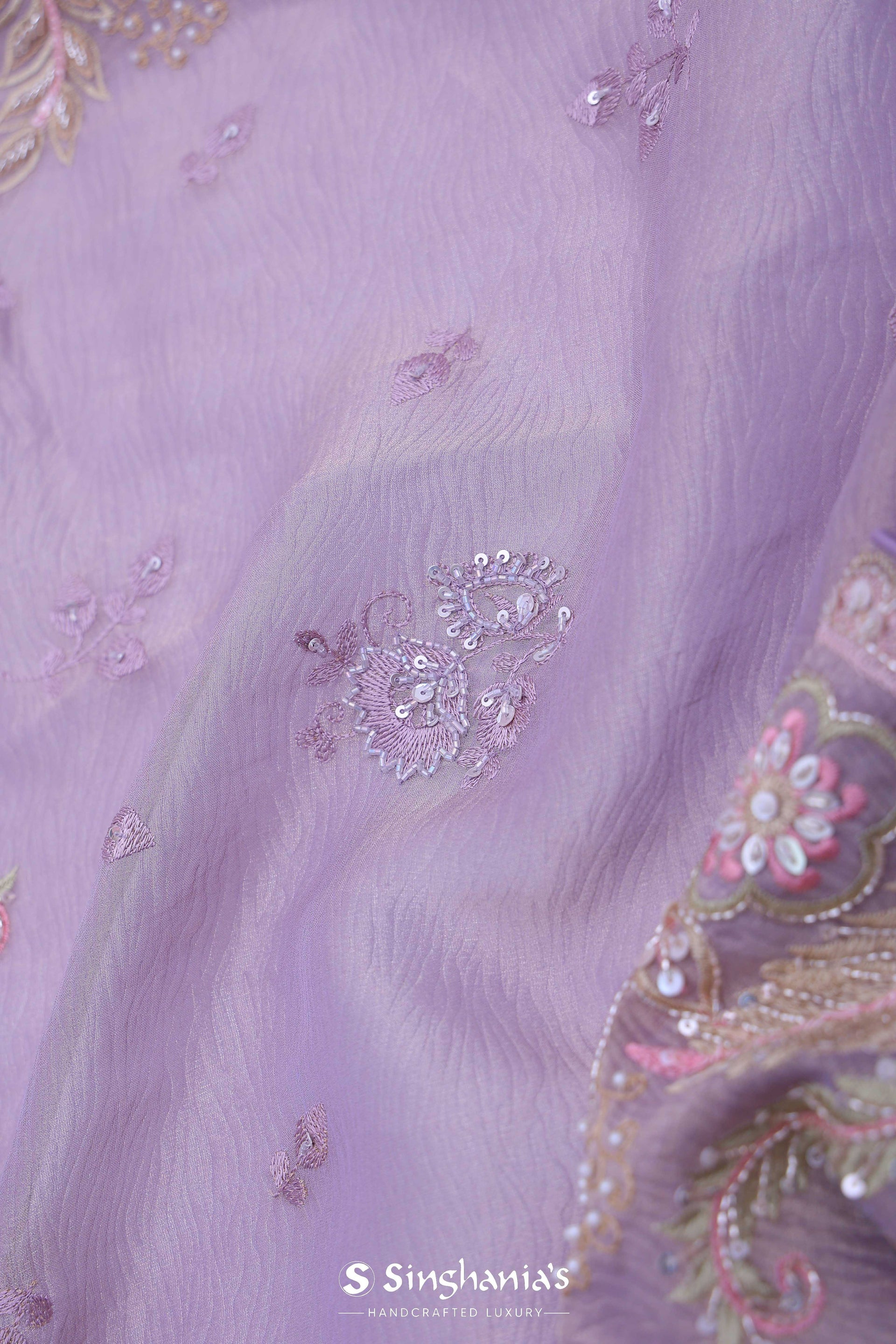 <img> Tissue Saree With Embroidery Work