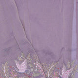 Lavender Crushed Tissue Saree With Embroidery Work