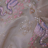 Gin Green Crushed Tissue Saree With Embroidery Work