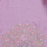 Carnation Pink Crushed Tissue Saree With Embroidery Work