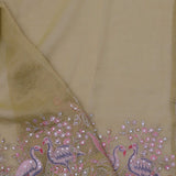 Tan Brown Crushed Tissue Saree With Embroidery Work
