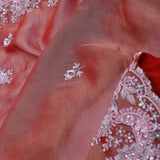 Chestnut Brown Tissue Saree With Scallop Border