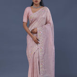 Pastel Pink Crushed Tissue Saree