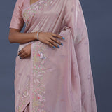 Pastel Pink Crushed Tissue Saree