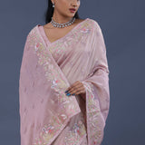 Pastel Pink Crushed Tissue Saree
