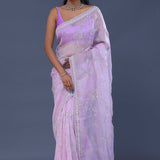 Mauve Purple Organza Saree