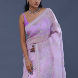 Mauve Purple Organza Saree