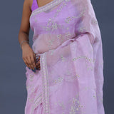 Mauve Purple Organza Saree