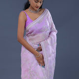 Mauve Purple Organza Saree