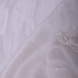White Tissue Organza Saree With Scallop Border With Jacket