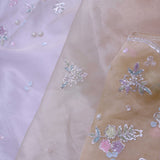 White Tissue Organza Saree With Scallop Border