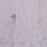 White Tissue Organza Saree With Scallop Border