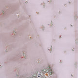 Pale Lime Yellow Organza Saree With Parsi Embroidery